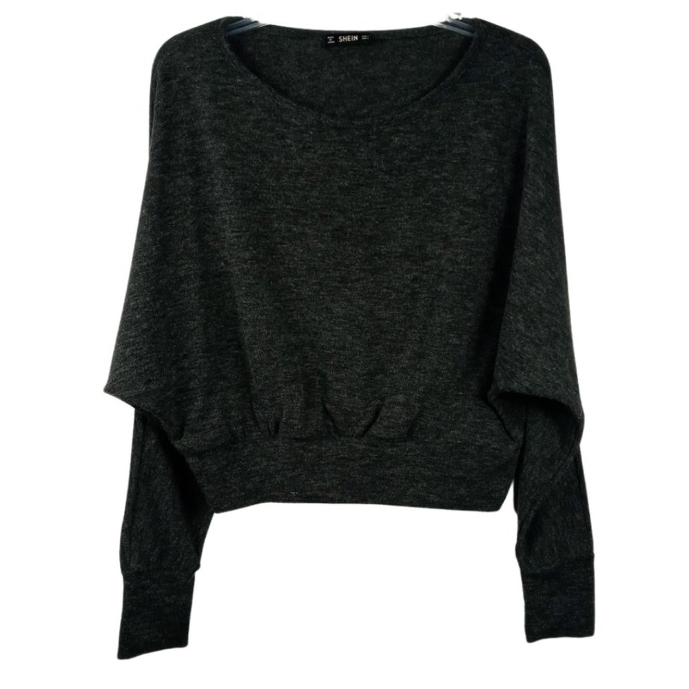 Shein Grey Tapered Waist Batwing Sweater - Large